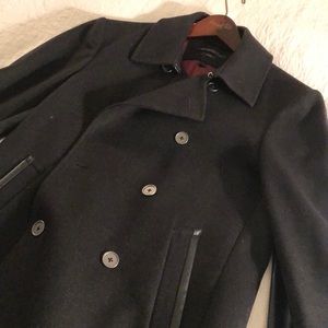 John Varvatos Luxe lightweight pea coat. Size small. Black